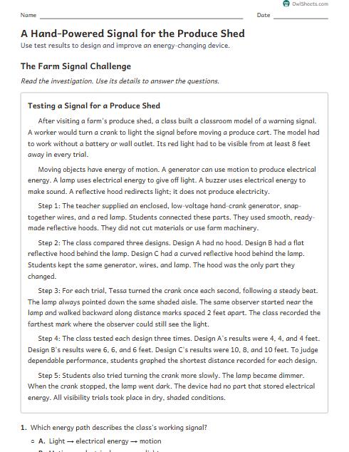 A Hand-Powered Signal for the Produce Shed worksheet preview