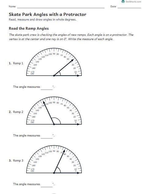 Skate Park Angles with a Protractor worksheet preview