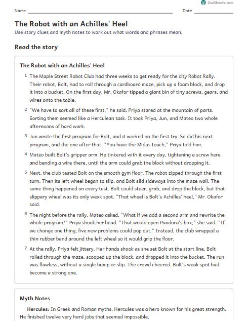 The Robot with an Achilles' Heel worksheet preview