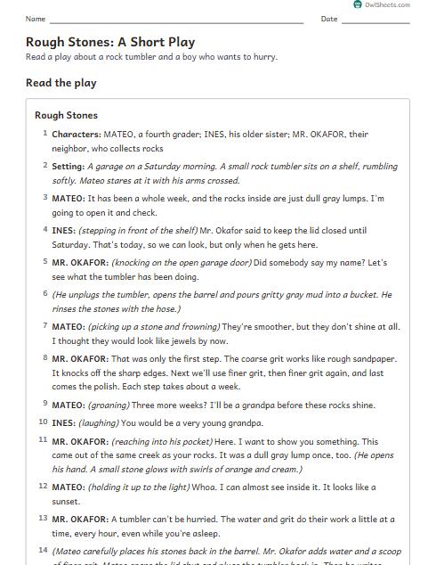 Rough Stones: A Short Play worksheet preview
