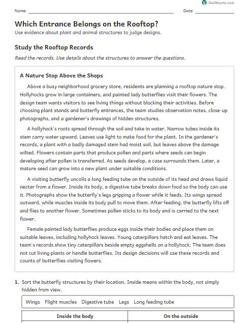 Which Entrance Belongs on the Rooftop? worksheet preview