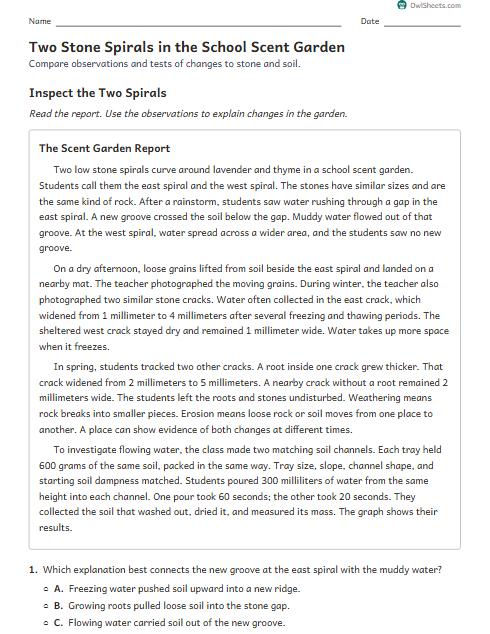 Two Stone Spirals in the School Scent Garden worksheet preview