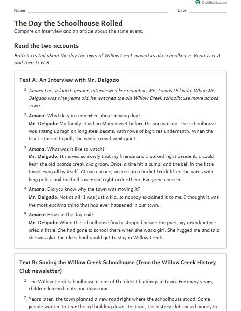 The Day the Schoolhouse Rolled worksheet preview