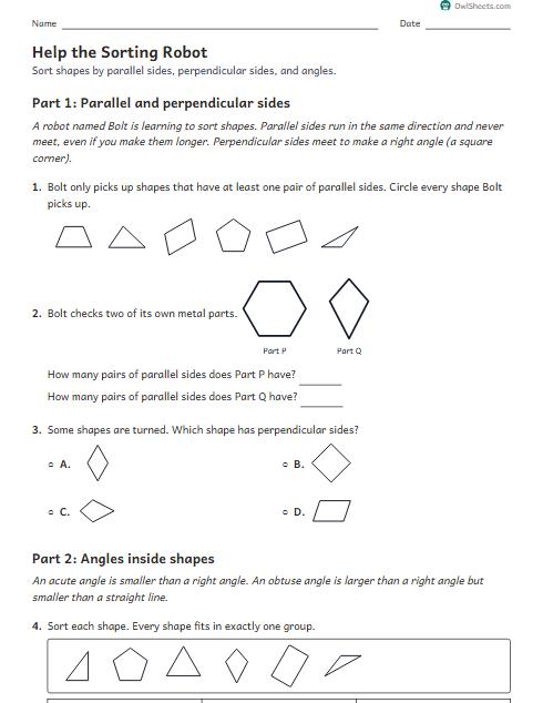 Help the Sorting Robot worksheet preview