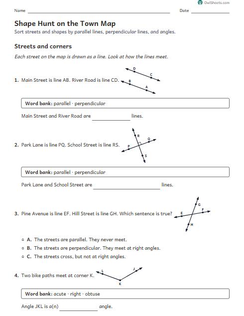 Shape Hunt on the Town Map worksheet preview