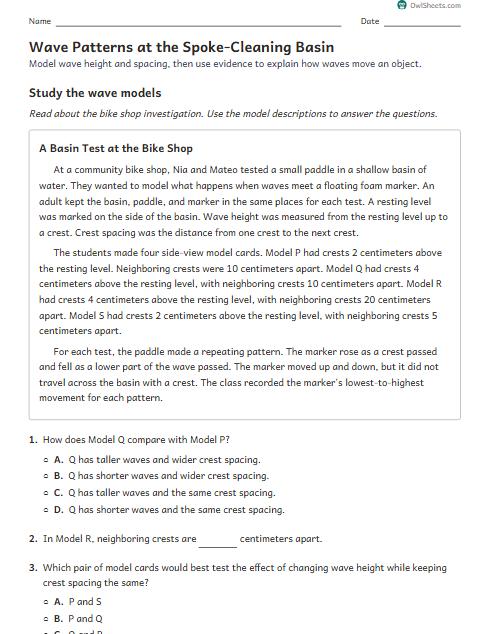 Wave Patterns at the Spoke-Cleaning Basin worksheet preview
