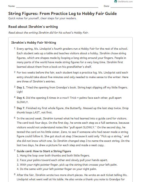 String Figures: From Practice Log to Hobby Fair Guide worksheet preview