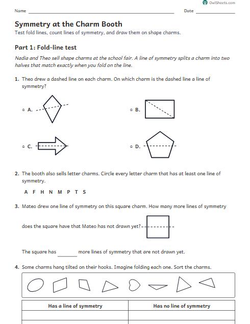 Symmetry at the Charm Booth worksheet preview