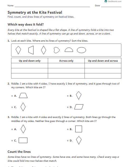 Symmetry at the Kite Festival worksheet preview