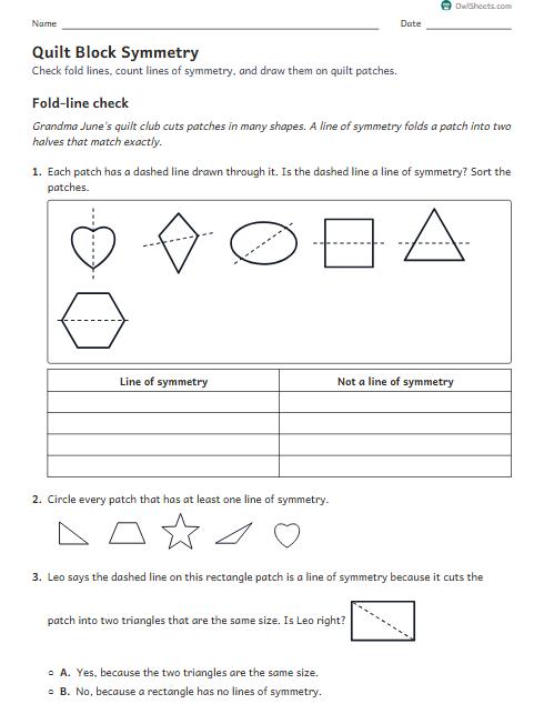 Quilt Block Symmetry worksheet preview