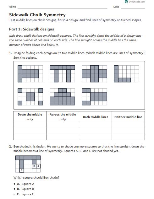 Sidewalk Chalk Symmetry worksheet preview