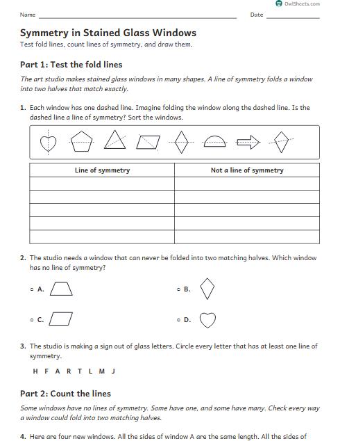 Symmetry in Stained Glass Windows worksheet preview