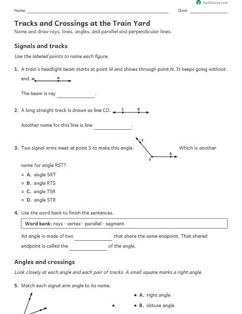 Tracks and Crossings at the Train Yard worksheet preview