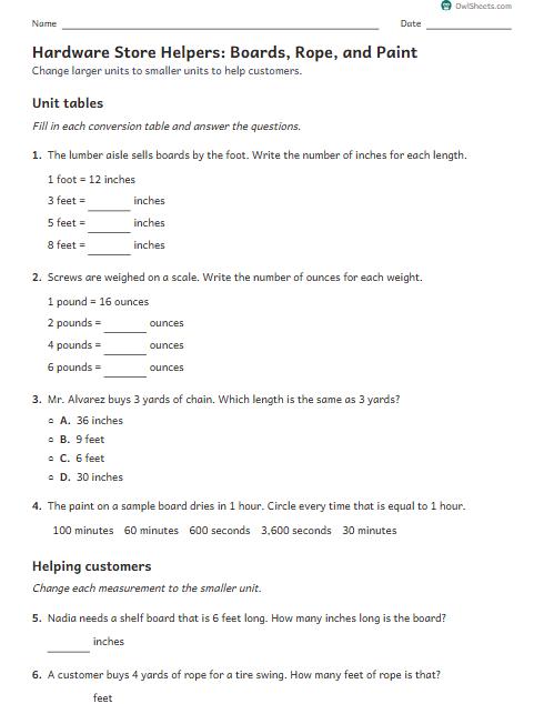 Hardware Store Helpers: Boards, Rope, and Paint worksheet preview