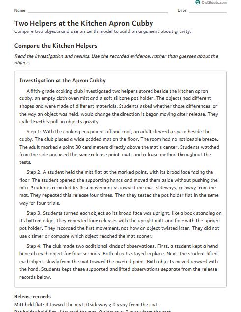 Two Helpers at the Kitchen Apron Cubby worksheet preview
