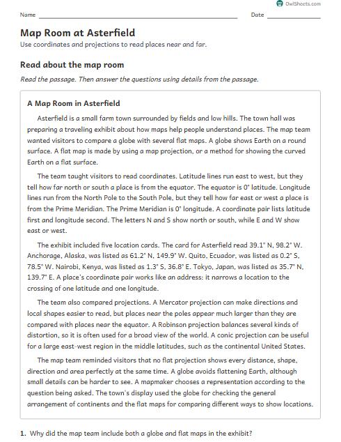 Map Room at Asterfield worksheet preview