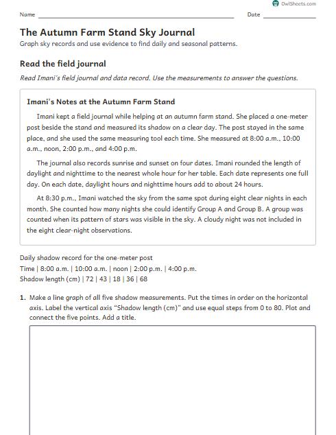 The Autumn Farm Stand Sky Journal worksheet preview