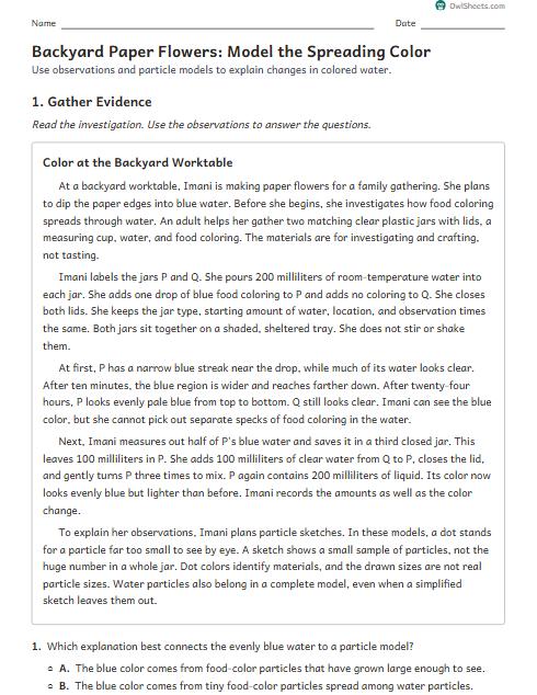 Backyard Paper Flowers: Model the Spreading Color worksheet preview
