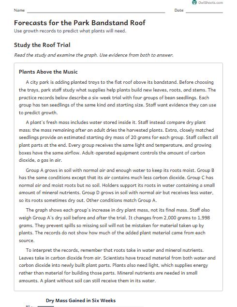 Forecasts for the Park Bandstand Roof worksheet preview
