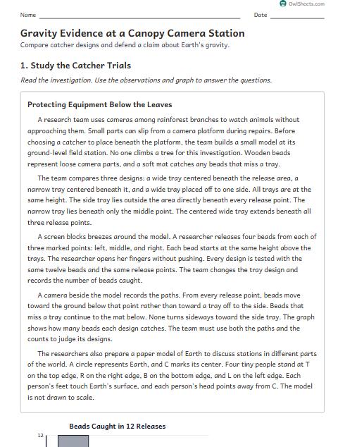 Gravity Evidence at a Canopy Camera Station worksheet preview