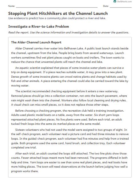 Stopping Plant Hitchhikers at the Channel Launch worksheet preview