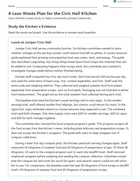 A Less-Waste Plan for the Civic Hall Kitchen worksheet preview