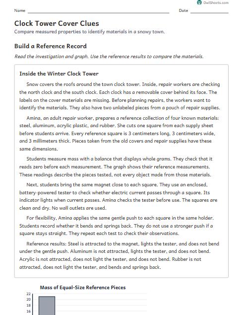 Clock Tower Cover Clues worksheet preview