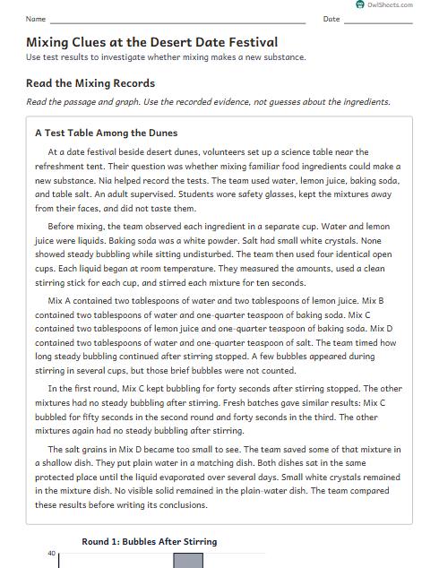 Mixing Clues at the Desert Date Festival worksheet preview