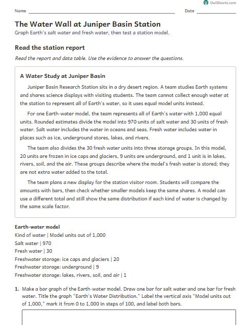 The Water Wall at Juniper Basin Station worksheet preview