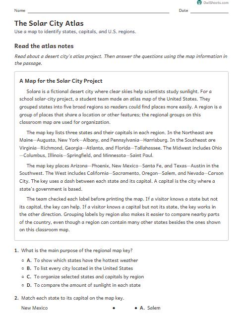 The Solar City Atlas worksheet preview