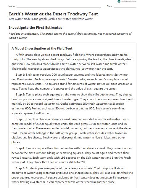 Earth's Water at the Desert Trackway Tent worksheet preview