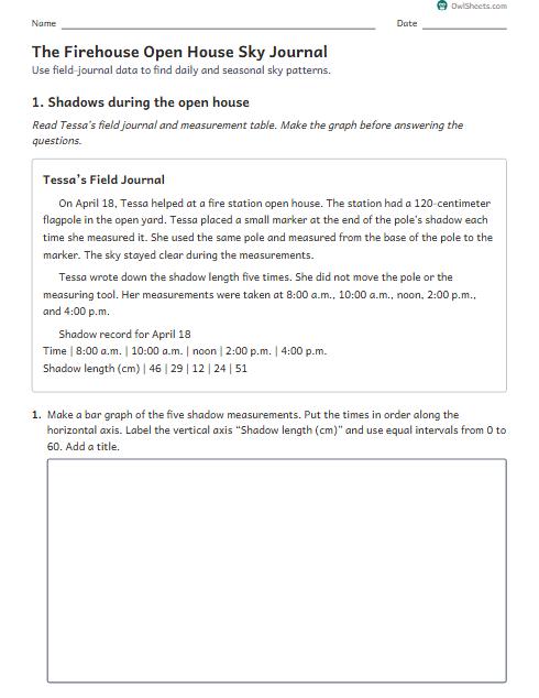 The Firehouse Open House Sky Journal worksheet preview