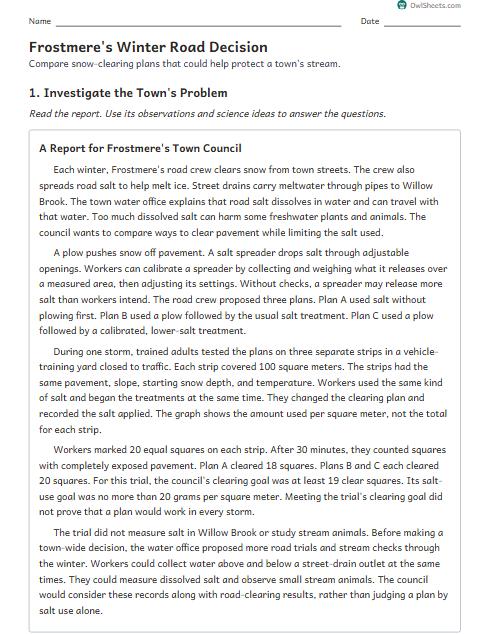 Frostmere's Winter Road Decision worksheet preview
