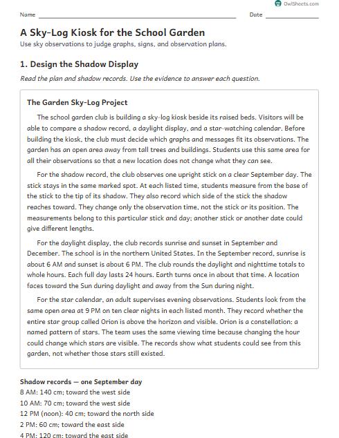 A Sky-Log Kiosk for the School Garden worksheet preview