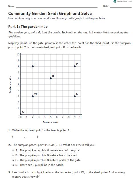 Community Garden Grid: Graph and Solve worksheet preview