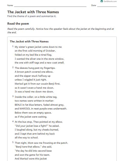 The Jacket with Three Names worksheet preview