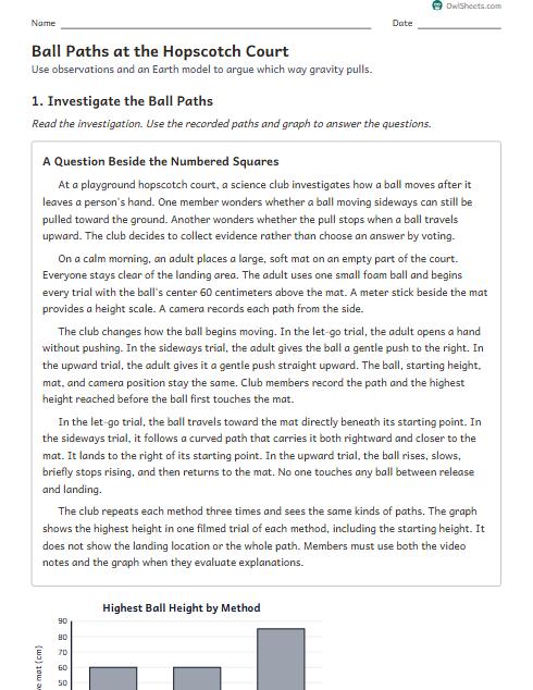 Ball Paths at the Hopscotch Court worksheet preview