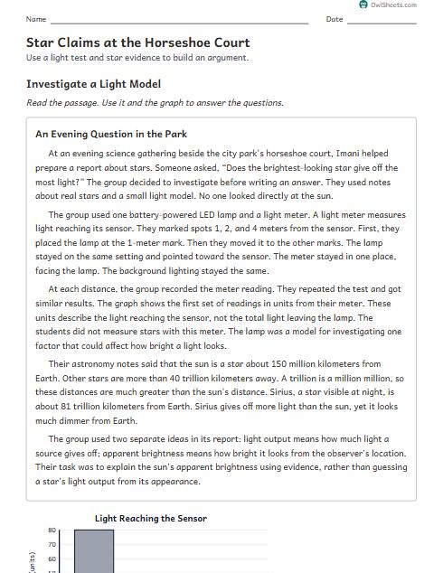 Star Claims at the Horseshoe Court worksheet preview