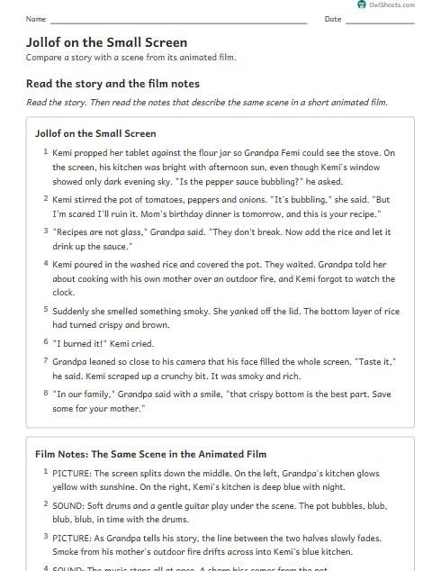 Jollof on the Small Screen worksheet preview