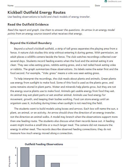Kickball Outfield Energy Routes worksheet preview