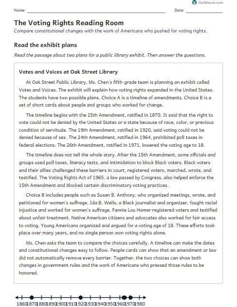 The Voting Rights Reading Room worksheet preview