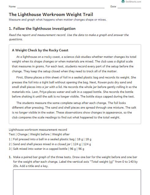 The Lighthouse Workroom Weight Trail worksheet preview