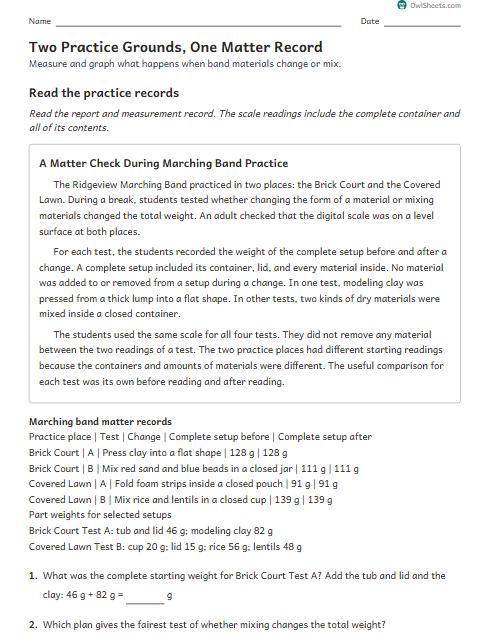 Two Practice Grounds, One Matter Record worksheet preview