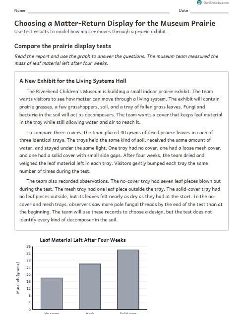 Choosing a Matter-Return Display for the Museum Prairie worksheet preview