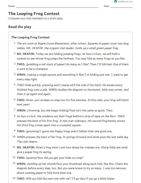 The Leaping Frog Contest worksheet preview