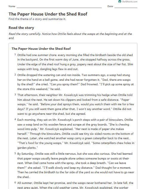 The Paper House Under the Shed Roof worksheet preview