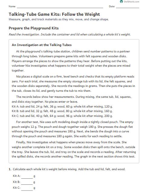 Talking-Tube Game Kits: Follow the Weight worksheet preview