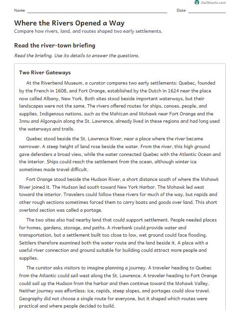 Where the Rivers Opened a Way worksheet preview