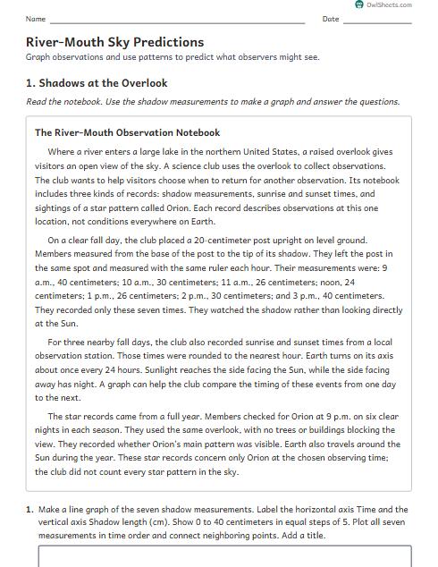River-Mouth Sky Predictions worksheet preview