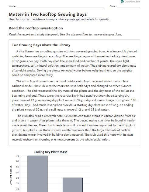 Matter in Two Rooftop Growing Bays worksheet preview